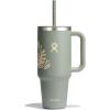 imageHydro Flask 40 Oz Travel Tumbler with Handle Lid and Straw  Insulated Stainless Steel in 40 Oz Glimmer CreamBotanical Bliss Agave