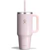 imageHydro Flask 40 Oz Travel Tumbler with Handle Lid and Straw  Insulated Stainless Steel in 40 Oz Glimmer CreamGlimmer Pink