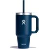 imageHydro Flask 40 Oz Travel Tumbler with Handle Lid and Straw  Insulated Stainless Steel in 40 Oz Glimmer CreamIndigo