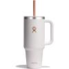 imageHydro Flask 40 Oz Travel Tumbler with Handle Lid and Straw  Insulated Stainless Steel in 40 Oz Glimmer CreamSeasalt