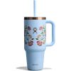 imageHydro Flask 40 Oz Travel Tumbler with Handle Lid and Straw  Insulated Stainless Steel in 40 Oz Glimmer CreamWestern Light Blue