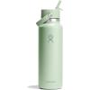 imageHydro Flask Water Bottle  Insulated Stainless Steel  Wide Mouth Flex Straw Lid NonSpill Leakproof and Refillable in 32 Oz Glimmer BlueAloe