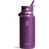 imageHydro Flask Water Bottle  Insulated Stainless Steel  Wide Mouth Flex Straw Lid NonSpill Leakproof and Refillable in 32 Oz Glimmer BlueBeachplum