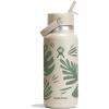 imageHydro Flask Water Bottle  Insulated Stainless Steel  Wide Mouth Flex Straw Lid NonSpill Leakproof and Refillable in 32 Oz Glimmer BlueBotanical Bliss Coconut