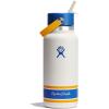 imageHydro Flask Water Bottle  Insulated Stainless Steel  Wide Mouth Flex Straw Lid NonSpill Leakproof and Refillable in 32 Oz Glimmer BlueCampus Ivory