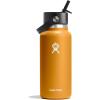 imageHydro Flask Water Bottle  Insulated Stainless Steel  Wide Mouth Flex Straw Lid NonSpill Leakproof and Refillable in 32 Oz Glimmer BlueFossil