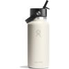 imageHydro Flask Water Bottle  Insulated Stainless Steel  Wide Mouth Flex Straw Lid NonSpill Leakproof and Refillable in 32 Oz Glimmer BlueIvory