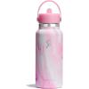 imageHydro Flask Water Bottle  Insulated Stainless Steel  Wide Mouth Flex Straw Lid NonSpill Leakproof and Refillable in 32 Oz Glimmer BlueJelly Pink