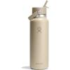 imageHydro Flask Water Bottle  Insulated Stainless Steel  Wide Mouth Flex Straw Lid NonSpill Leakproof and Refillable in 32 Oz Glimmer BlueTonal Oat