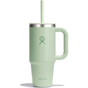 imageHydro Flask 40 Oz Travel Tumbler with Handle Lid and Straw  Insulated Stainless Steel in 40 Oz Glimmer CreamAloe