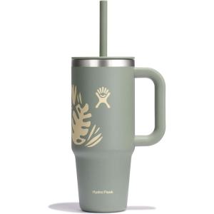 imageHydro Flask 40 Oz Travel Tumbler with Handle Lid and Straw  Insulated Stainless Steel in 40 Oz Glimmer CreamBotanical Bliss Agave