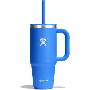imageHydro Flask 40 Oz Travel Tumbler with Handle Lid and Straw  Insulated Stainless Steel in 40 Oz Glimmer CreamCascade