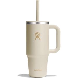 imageHydro Flask 40 Oz Travel Tumbler with Handle Lid and Straw  Insulated Stainless Steel in 40 Oz Glimmer CreamCoconut