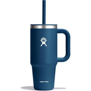 imageHydro Flask 40 Oz Travel Tumbler with Handle Lid and Straw  Insulated Stainless Steel in 40 Oz Glimmer CreamIndigo