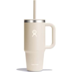 imageHydro Flask 40 Oz Travel Tumbler with Handle Lid and Straw  Insulated Stainless Steel in 40 Oz Glimmer CreamOat