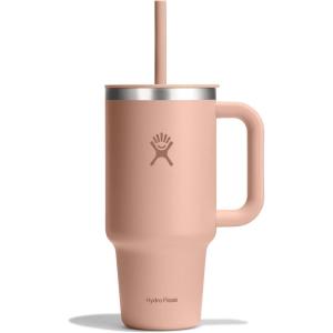 imageHydro Flask 40 Oz Travel Tumbler with Handle Lid and Straw  Insulated Stainless Steel in 40 Oz Glimmer CreamSeacliff
