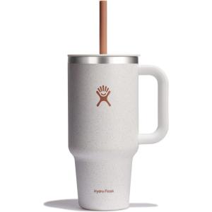 imageHydro Flask 40 Oz Travel Tumbler with Handle Lid and Straw  Insulated Stainless Steel in 40 Oz Glimmer CreamSeasalt