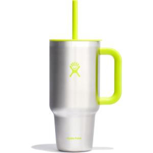 imageHydro Flask 40 Oz Travel Tumbler with Handle Lid and Straw  Insulated Stainless Steel in 40 Oz Glimmer CreamStainless Steel Lime
