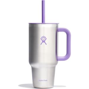 imageHydro Flask 40 Oz Travel Tumbler with Handle Lid and Straw  Insulated Stainless Steel in 40 Oz Glimmer CreamStainless Steel Violet