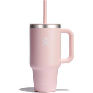 imageHydro Flask 40 Oz Travel Tumbler with Handle Lid and Straw  Insulated Stainless Steel in 40 Oz Glimmer CreamTrillium