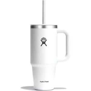 imageHydro Flask 40 Oz Travel Tumbler with Handle Lid and Straw  Insulated Stainless Steel in 40 Oz Glimmer CreamWhite
