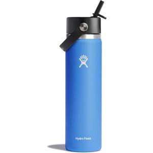 imageHydro Flask Water Bottle  Insulated Stainless Steel  Wide Mouth Flex Straw Lid NonSpill Leakproof and Refillable in 32 Oz Glimmer BlueCascade