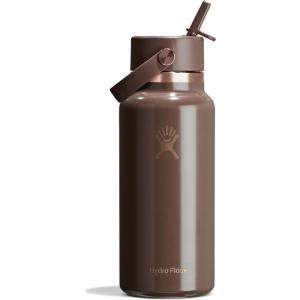 imageHydro Flask Water Bottle  Insulated Stainless Steel  Wide Mouth Flex Straw Lid NonSpill Leakproof and Refillable in 32 Oz Glimmer BlueChocolate Rose Gold