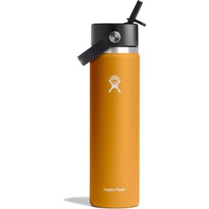 imageHydro Flask Water Bottle  Insulated Stainless Steel  Wide Mouth Flex Straw Lid NonSpill Leakproof and Refillable in 32 Oz Glimmer BlueFossil
