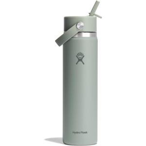 imageHydro Flask Water Bottle  Insulated Stainless Steel  Wide Mouth Flex Straw Lid NonSpill Leakproof and Refillable in 32 Oz Glimmer BlueTonal Agave