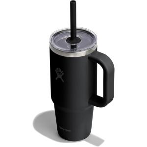 image:imageHydro Flask 24 Oz Travel Tumbler with Handle Clear Lid and Straw  Insulated Stainless SteelBlack