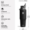 image:imageHydro Flask Travel Water Bottle  Insulated Stainless Steel  Wide Straw Lid Non Spill Leakproof in 40 Oz Capri BlueCOCONUT