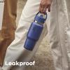 image:imageHydro Flask Travel Water Bottle  Insulated Stainless Steel  Wide Straw Lid Non Spill Leakproof in 40 Oz Capri BlueTONAL BLACK