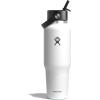 image:imageHydro Flask Travel Water Bottle  Insulated Stainless Steel  Wide Straw Lid Non Spill Leakproof in 40 Oz Capri BlueWhite