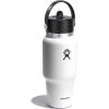 image:imageHydro Flask Travel Water Bottle  Insulated Stainless Steel  Wide Straw Lid Non Spill Leakproof in 40 Oz Capri BlueWhite