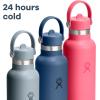 image:imageHydro Flask Water Bottle  Insulated Stainless Steel  Straw Lid Non Spill Leakproof in 24 Oz Shale GrayCLOUD PINK