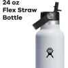image:imageHydro Flask Water Bottle  Insulated Stainless Steel  Straw Lid Non Spill Leakproof in 24 Oz Shale GrayWhite