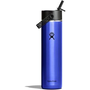 image:imageHydro Flask 24 Oz Lightweight Wide Straw Lid  Insulated Stainless Steel Water Bottle  Hiking Commuting Garnet RedSapphire Blue