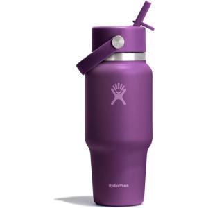 image:imageHydro Flask Travel Water Bottle  Insulated Stainless Steel  Wide Straw Lid Non Spill Leakproof in 40 Oz Capri BlueBEACHPLUM PURPLE