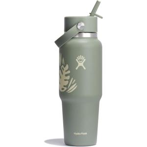 image:imageHydro Flask Travel Water Bottle  Insulated Stainless Steel  Wide Straw Lid Non Spill Leakproof in 40 Oz Capri BlueBOTANICAL BLISS AGAVE
