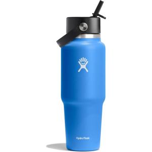 image:imageHydro Flask Travel Water Bottle  Insulated Stainless Steel  Wide Straw Lid Non Spill Leakproof in 40 Oz Capri BlueCASCADE