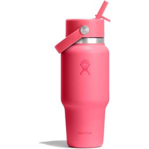 image:imageHydro Flask Travel Water Bottle  Insulated Stainless Steel  Wide Straw Lid Non Spill Leakproof in 40 Oz Capri BluePOPSTAR PINK