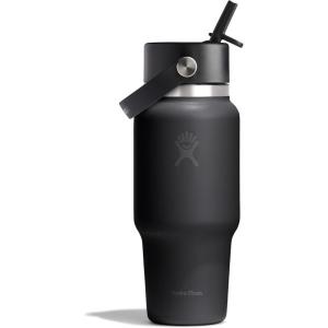 image:imageHydro Flask Travel Water Bottle  Insulated Stainless Steel  Wide Straw Lid Non Spill Leakproof in 40 Oz Capri BlueTONAL BLACK