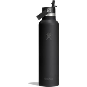 image:imageHydro Flask Water Bottle  Insulated Stainless Steel  Straw Lid Non Spill Leakproof in 24 Oz Shale GrayTONAL BLACK
