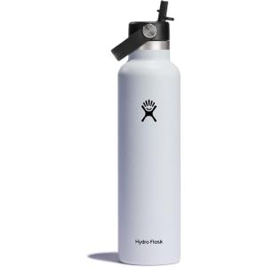 image:imageHydro Flask Water Bottle  Insulated Stainless Steel  Straw Lid Non Spill Leakproof in 24 Oz Shale GrayWhite