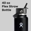image:imageHydro Flask Water Bottle  Insulated Stainless Steel  Wide Straw Lid Non Spill Leakproof in 24 Oz Forest Green ArcBlack