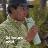 image:imageHydro Flask Water Bottle  Insulated Stainless Steel  Wide Straw Lid Non Spill Leakproof in 24 Oz Forest Green ArcBlack
