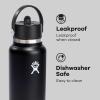 image:imageHydro Flask Water Bottle  Insulated Stainless Steel  Wide Straw Lid Non Spill Leakproof in 24 Oz Forest Green ArcBlack