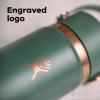 image:imageHydro Flask Water Bottle  Insulated Stainless Steel  Wide Straw Lid Non Spill Leakproof in 24 Oz Forest Green ArcBlack Arc