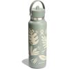 image:imageHydro Flask Water Bottle  Insulated Stainless Steel  Wide Straw Lid Non Spill Leakproof in 24 Oz Forest Green ArcBotanical Bliss Agave