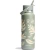 image:imageHydro Flask Water Bottle  Insulated Stainless Steel  Wide Straw Lid Non Spill Leakproof in 24 Oz Forest Green ArcBotanical Bliss Agave